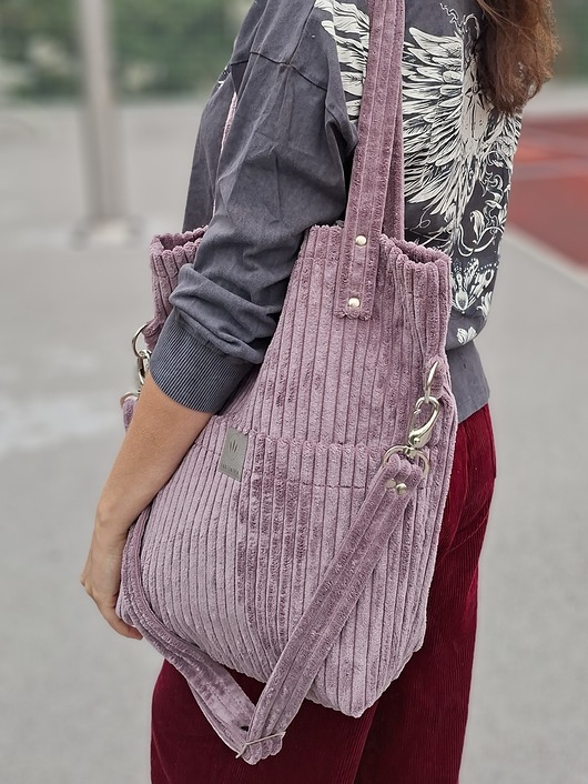 torby na ramię Sztruksowa torebka z kieszeniami Wrzosowa