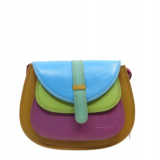 torby na ramię Torebka damska na ramię skórzana pojemna kolorowa ze skrawków eko OLIVKA