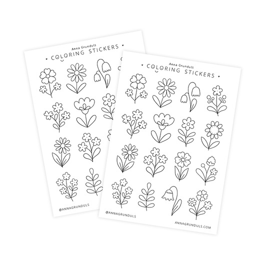 naklejki dla dzieci Naklejki do Kolorowania Kwiaty 1 Arkusz