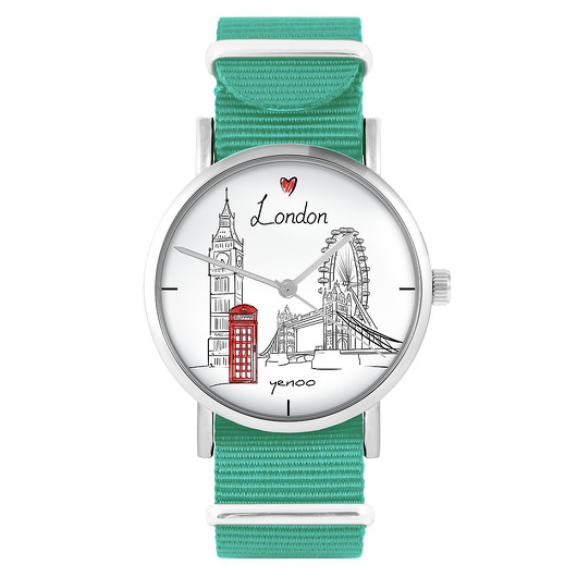 zegarki unisex Zegarek - Londyn - turkusowy, nylonowy