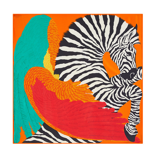 apaszki SZAL SZALIK jedwab Apaszka jedwabna ZEBRA POMARAŃCZOWA
