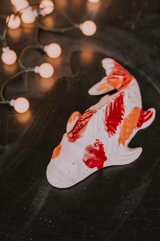 figurki i rzeźby Koi Fish White&Red&Orange