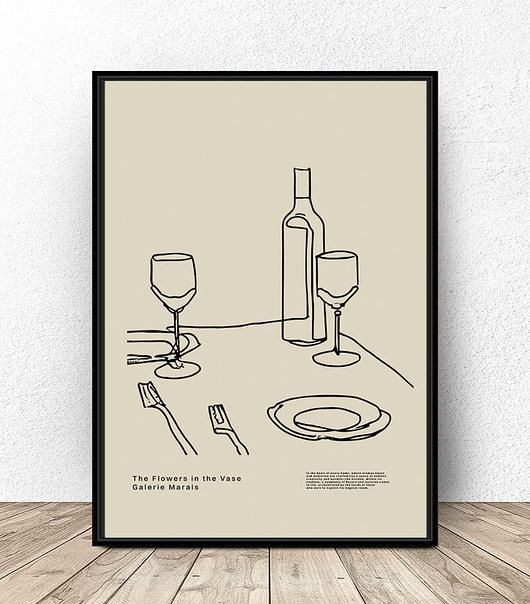 plakaty Beżowy plakat "Włoski Lunch" A3 (297mm x 420mm)