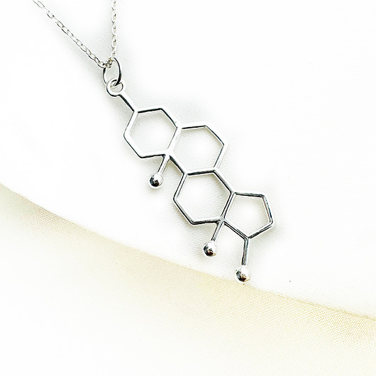 biżuteria męska Naszynik testosteron,molekuła testosteronu srebro