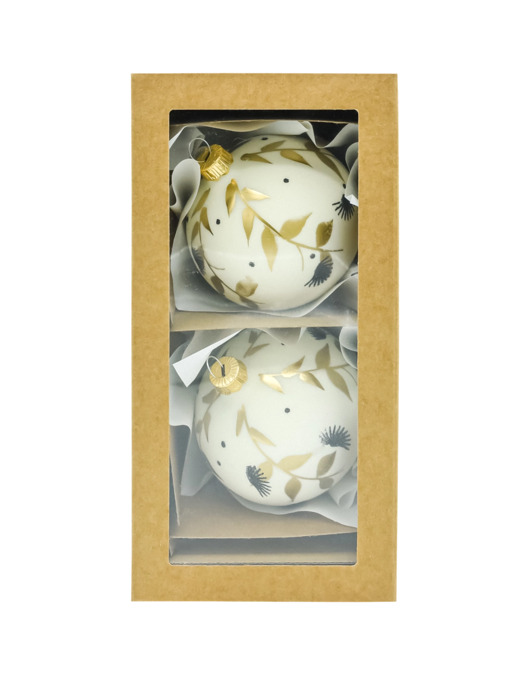 bombki Bombki okrągłe białe: złota gałązka