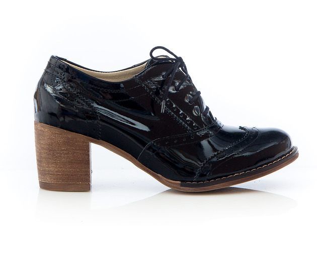 botki damskie SKÓRZANE PÓŁBUTY ZAPATO 251CZARNY LAKIER