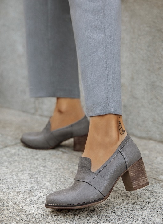 botki damskie SKÓRZANE PÓŁBUTY ZAPATO 250 SZARY