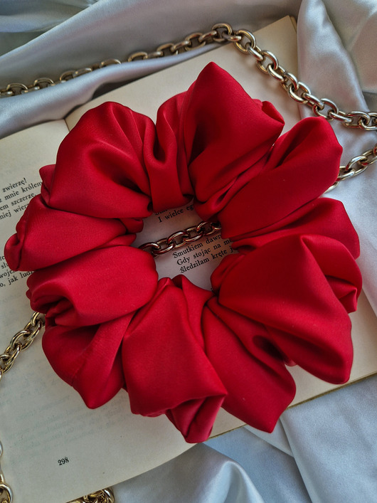 gumki do włosów Scrunchie Red Velvet XL - gumka do włosów czerwona