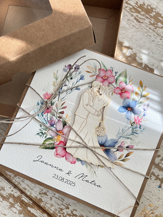 zaproszenia i kartki na ślub Kartka ślubna z personalizacją ręcznie robiona - Kartka na ślub