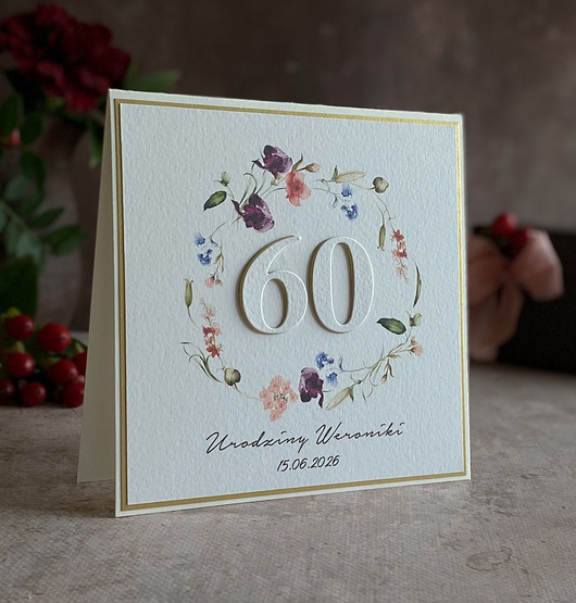 kartki scrapbooking Personalizowana kartka na 60 urodziny, BH 70