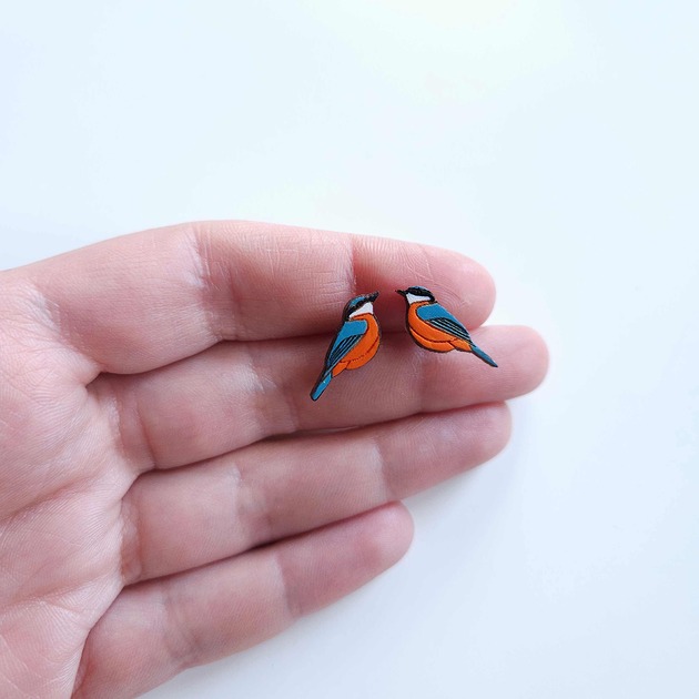 kolczyki drewniane Kolczyki Ptaszki - Kowaliki