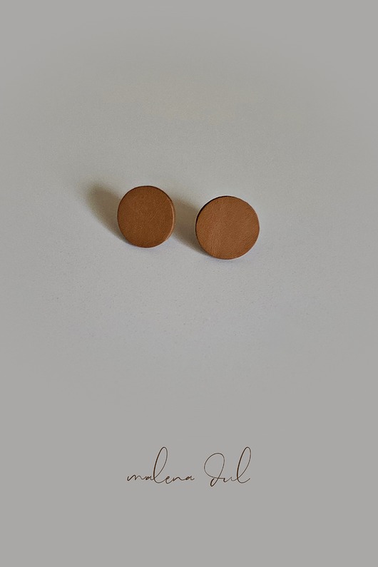 kolczyki - inne Małe kolczyki koła , brązowe, minimalistyczne kolczyki skóra naturalna