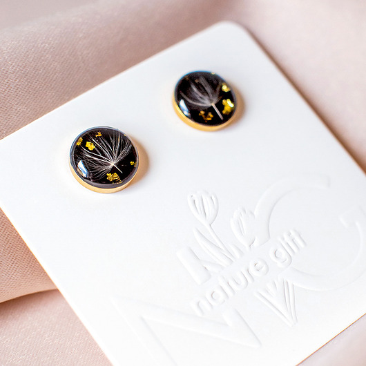 kolczyki z żywicy Kolczyki sztyfty z rzęsek dmuchawca