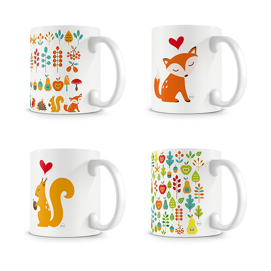 kubki Zestaw 4 kubków. Kochaj las