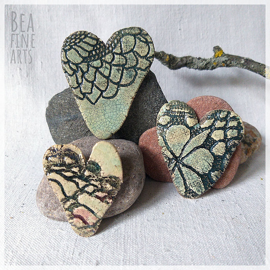 magnesy Skandynawskie ceramiczne serduszka - magnesy