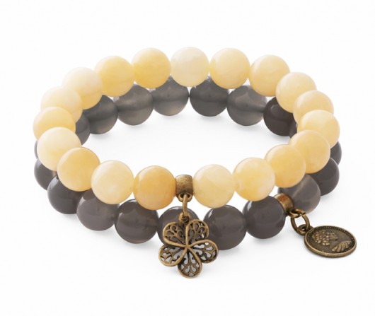 Gray agate & honey jade set. Lavoga