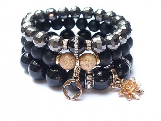 bransoletki z kamieni naturalnych Black  trio /07-2014/ - set