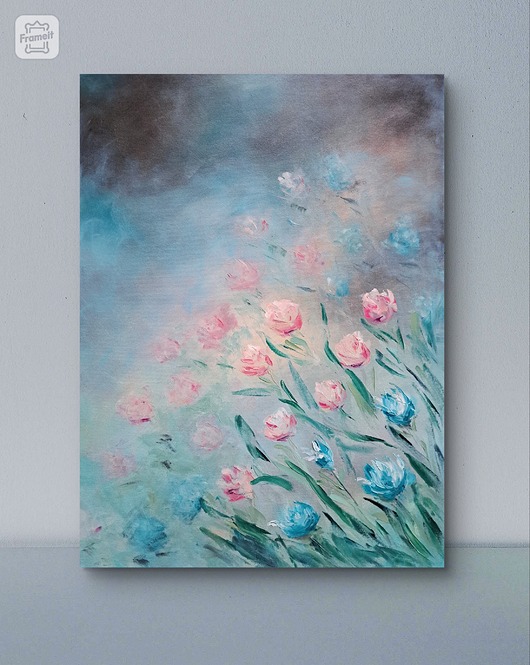 obrazy "Kwiatowa harmonia" - Obraz olejny na płótnie, 60x80 cm