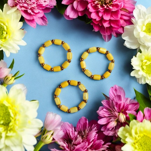 pierścionki elastyczne Żółty pierścionek :: summer : masa perłowa i hematyt