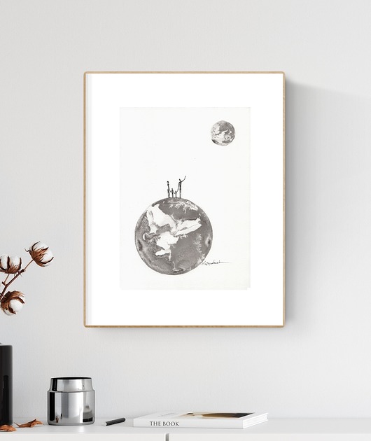 grafika 21 x 30 cm  wykonana ręcznie, abstrakcja Krystyna Siwek Art