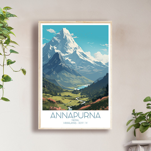 plakaty Nepal - Annapurna, Himalaje - Plakat, pamiątka dla podróżnika