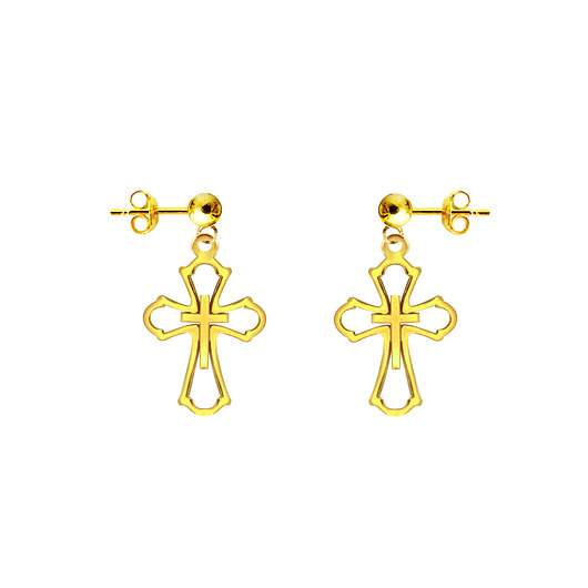 Kolczyki pozłacane krzyżyki Double Cross AFRODITTE COLLECTION