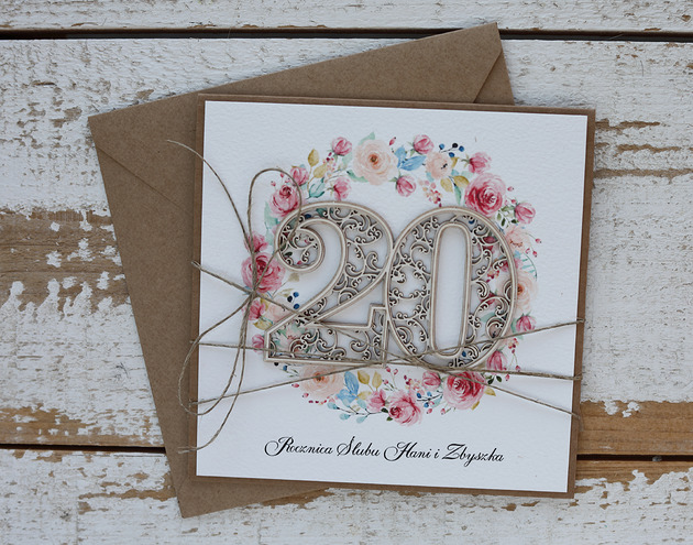 kartki scrapbooking Kartka na rocznicę ślubu z okrąglą liczbą