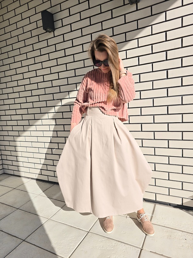 spódnice midi Spódnica Midi Beż