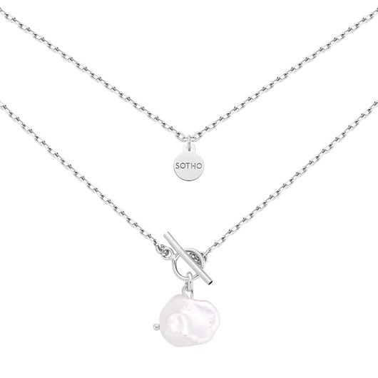 srebrne naszyjniki Srebrny masywny naszyjnik z naturalną nieregularną perłą