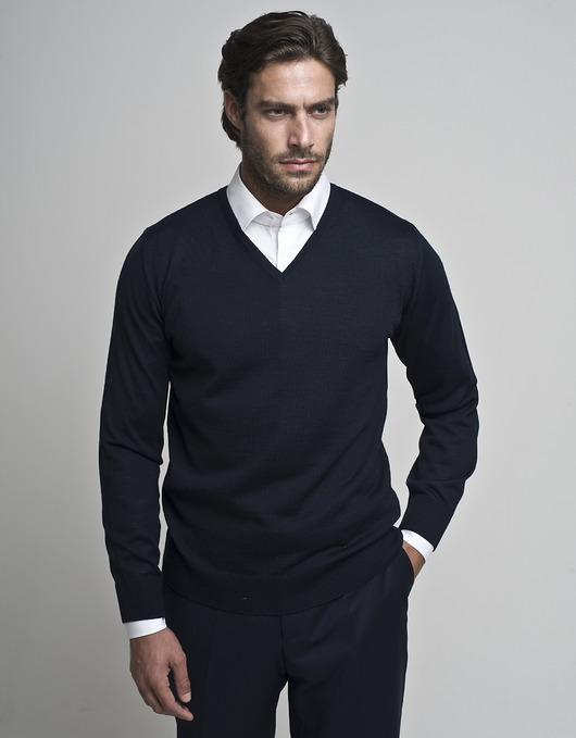 Sweter corte v-neck granatowy BORGIO