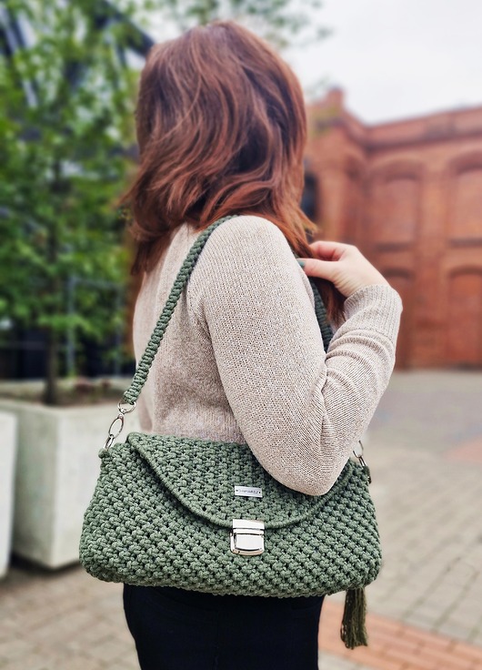 torby na ramię Przedłużona torebka bagietka z klapką -khaki