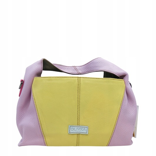 torby na ramię Torebka damska skórzana do ręki ze skrawków skór elegancka kolorowa OLIVKA