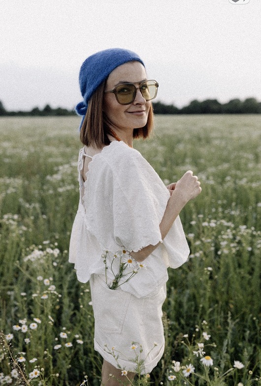 ubrania różne Chusta apaszka Dajsy Ręcznie robiona Blue