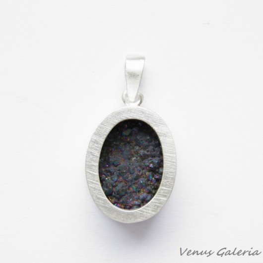 Zawieszka srebrna- Druza grey biała oprawa VENUS GALERIA