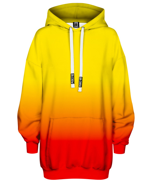 bluza z kapturem damska Bluza Oversize Tunika DR.CROW Ombre Yellow Red