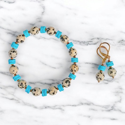 komplet biżuterii RAZEM TANIEJ! jasper collection : bransoletka i kolczyki : jaspis & lawa