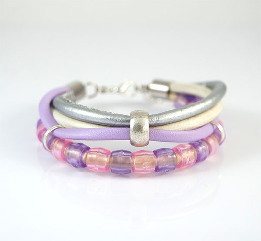 bransoletki na sznurku Bransoletka - Fioletowa - rzemienie, pastele