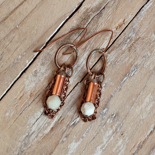 kolczyki z miedzi Kolczyki z miedzi i amazonitu /54/ biżuteria handmade