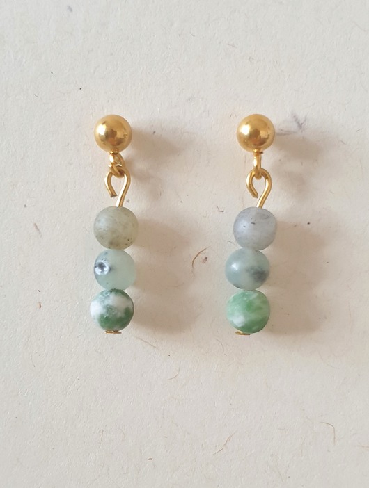 kolczyki z kamieniami Kolczyki DROPSY MINI labradoryt, jaspis lotus, jaspis zielony