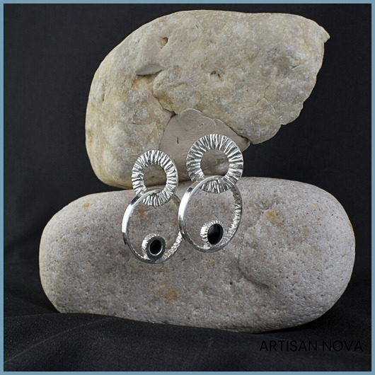 kolczyki srebrne Kolczyki ze Srebra i Onyksu