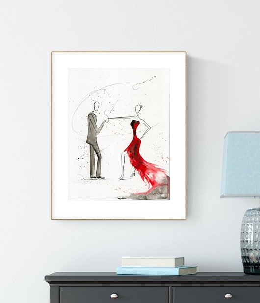 grafika 30 x 40 cm wykonana ręcznie, abstrakcja Krystyna Siwek Art