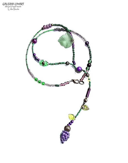 chokery Boho cudny naszyjnik z drobnych koralików z winogronem PREZENT handmade