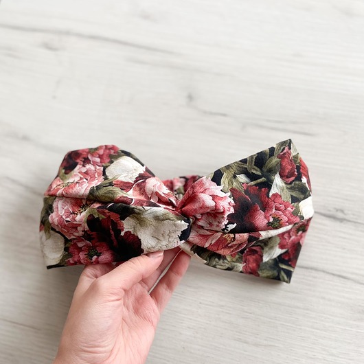 Bawełniana opaska bordo piwonie sacky bag