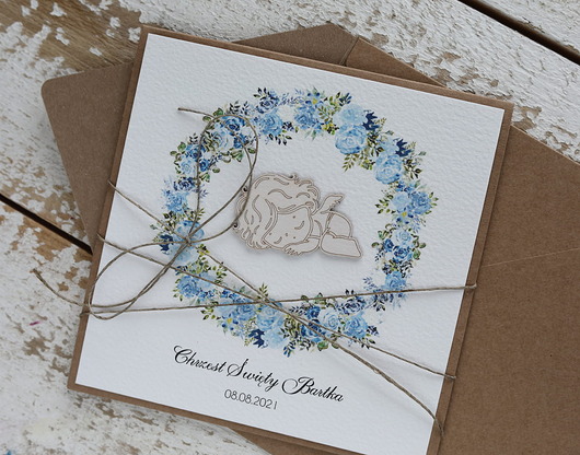 kartki, zaproszenia na chrzest Oryginalna kartka z personalizacją na chrzest dla chłopca - pomysł na persona