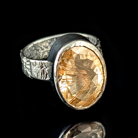 pierścionki srebrne Pierścionek kwarc ze złocistym rutylem