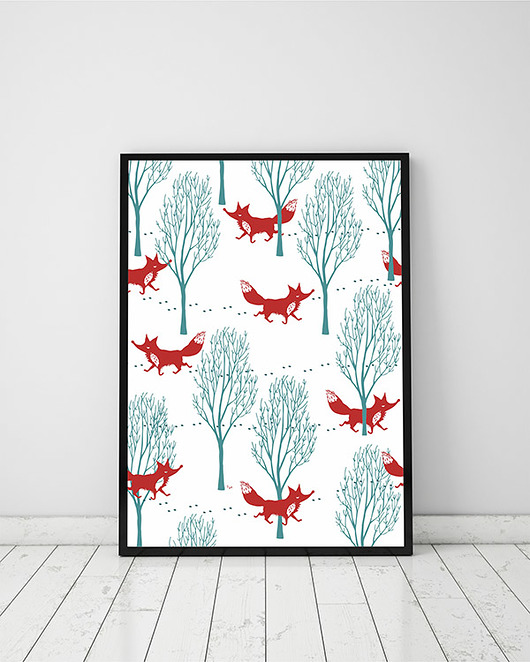 plakat. lisek w lesie (format A3) Love Life and Forest