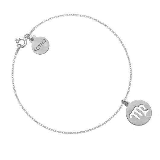 srebrne naszyjniki Srebrna matowa bransoletka z zodiakiem Panny