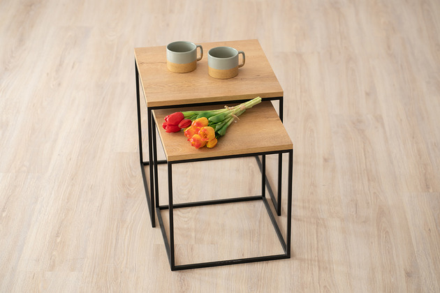 stoliki kawowe Zestaw stolików kawowych 2w1, stolik loft, czarne