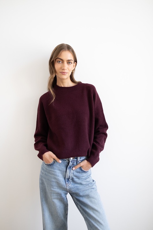 swetry damskie  Sweter Simple wiśniowy