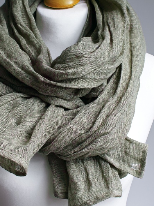 szale damskie Szal lniany damski, lniany modny szalik na wiosnę, MINT